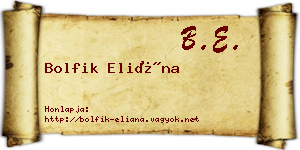 Bolfik Eliána névjegykártya